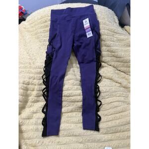 NWT POP FIT deep Purple LILY Mesh Panel Leggings  Pockets medium